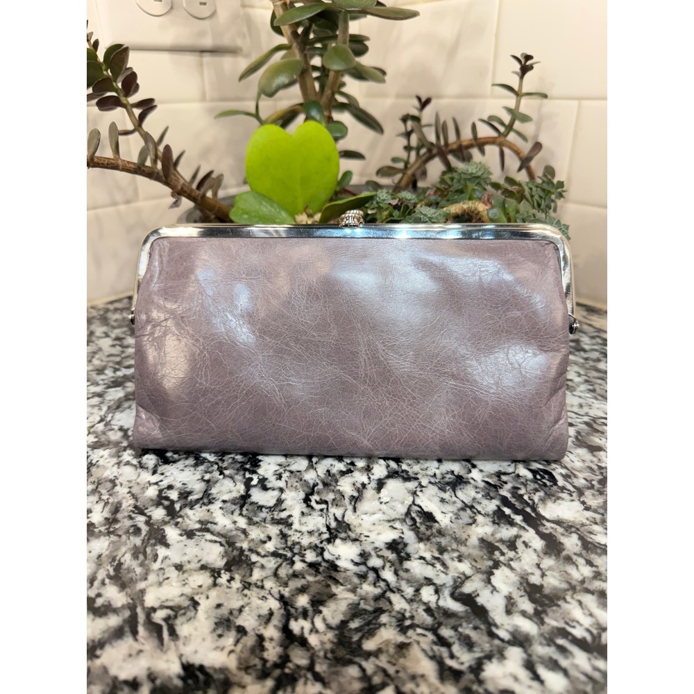 Hobo Lauren Clutch Wallet Mauve Distressed Vintage Leather Kiss Lock Purple